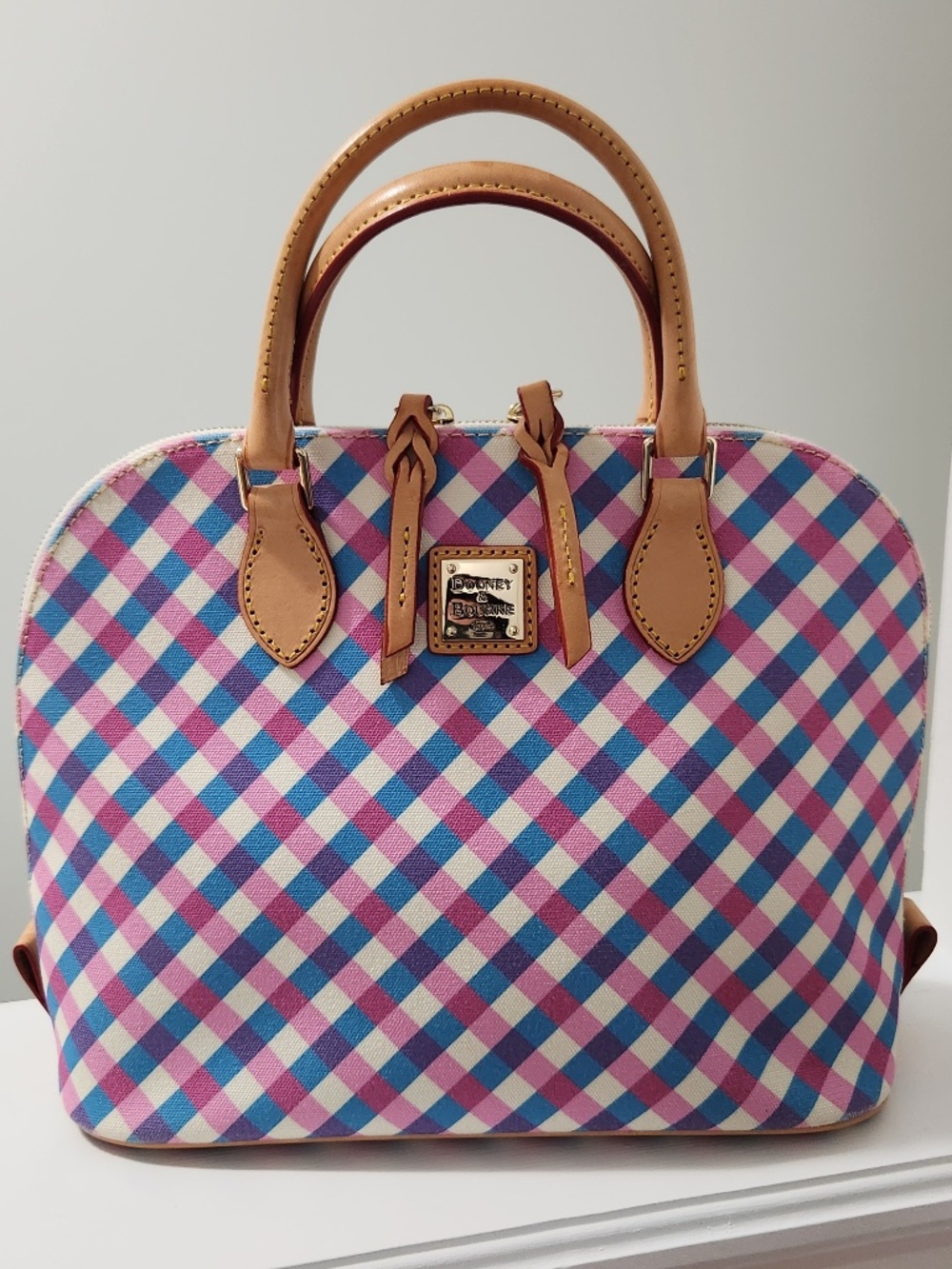 Dooney & Bourke Pink and Blue Checkered Women's Bag